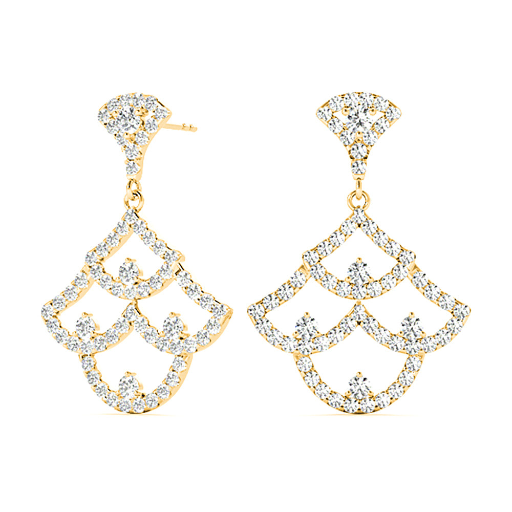 1.00 ctw Diamond Drop Earrings Modern Cocktail Style-VIRABYANI