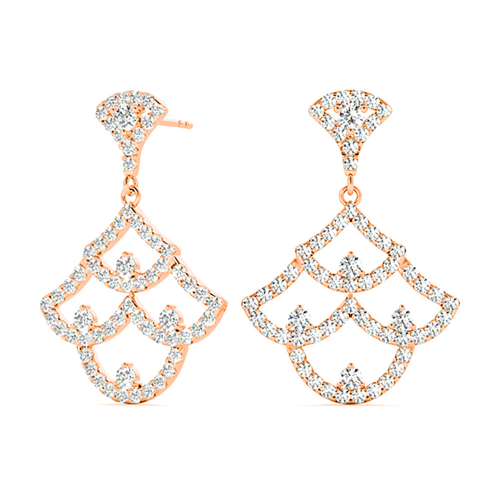 1.00 ctw Diamond Drop Earrings Modern Cocktail Style-VIRABYANI