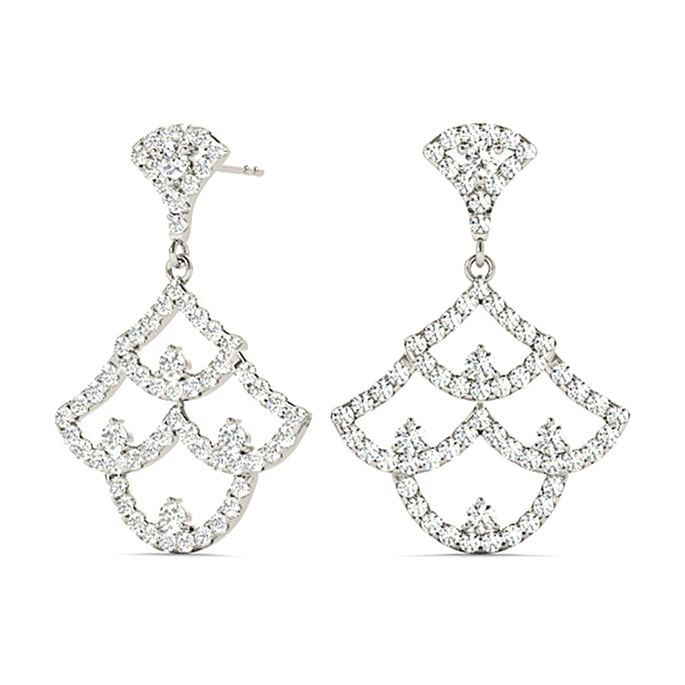 1.00 ctw Diamond Drop Earrings Modern Cocktail Style-VIRABYANI