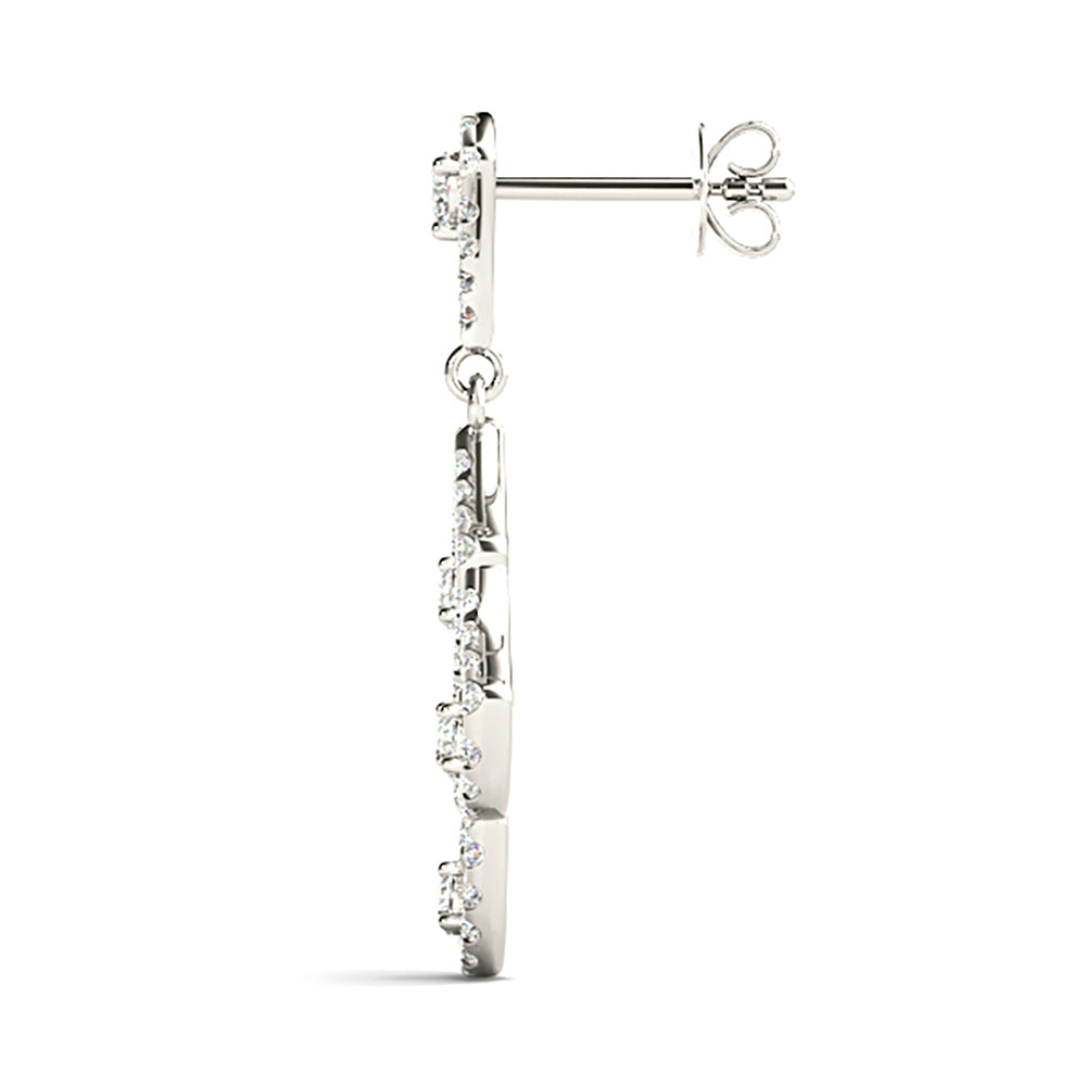 1.00 ctw Diamond Drop Earrings Modern Cocktail Style-VIRABYANI