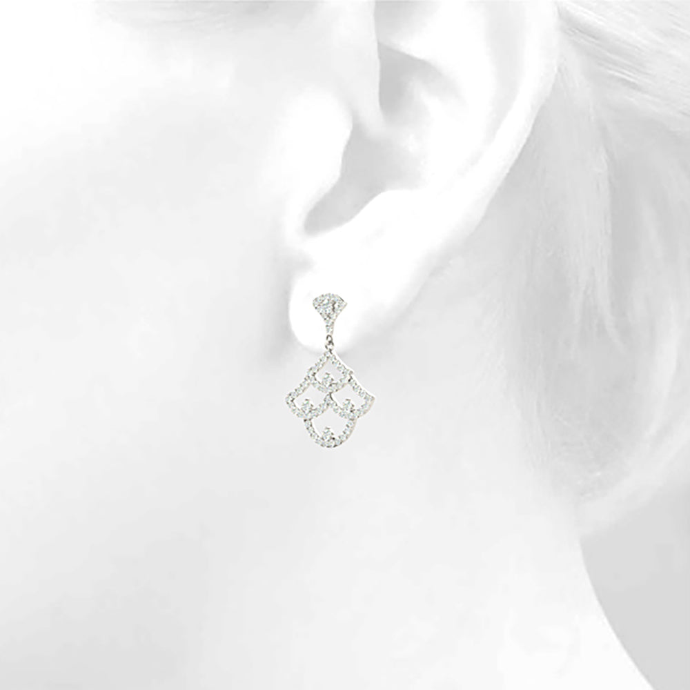 1.00 ctw Diamond Drop Earrings Modern Cocktail Style-VIRABYANI