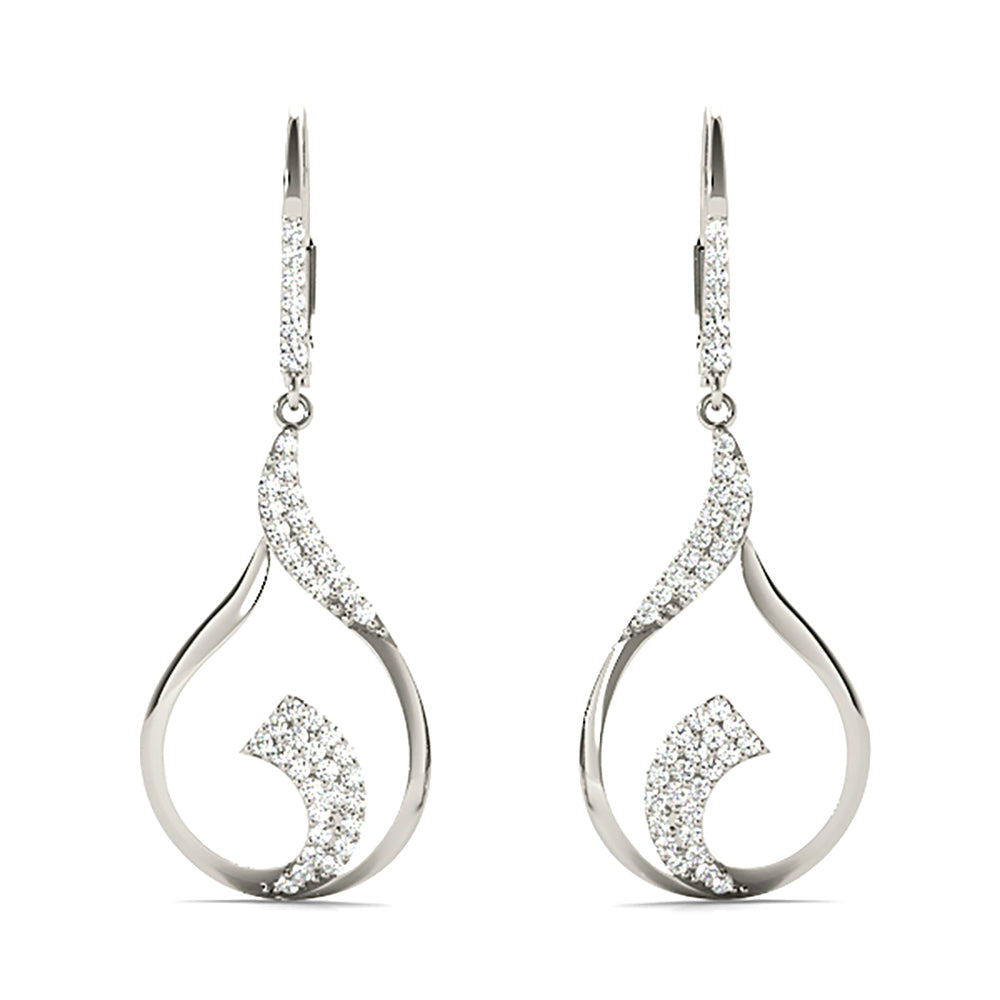 0.45 ctw Diamond Drop Earrings Modern Cocktail Style-VIRABYANI