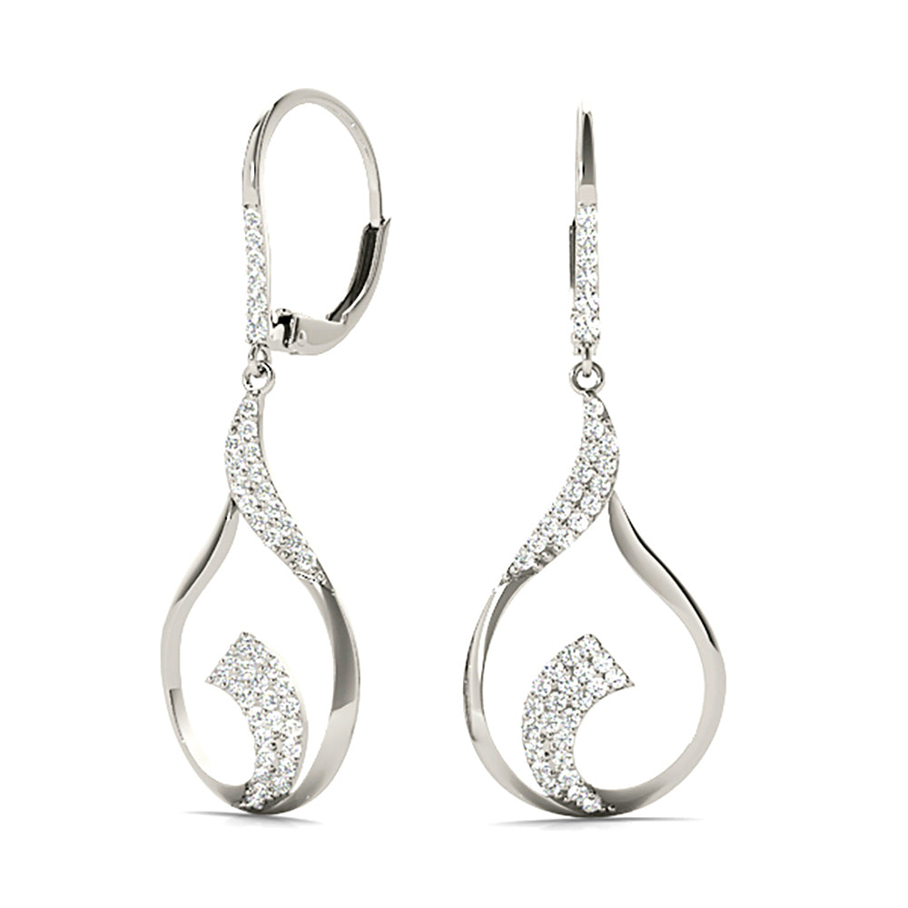 0.45 ctw Diamond Drop Earrings Modern Cocktail Style-VIRABYANI