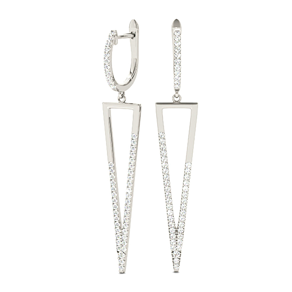 0.62 ctw Diamond Drop Modern Earrings-in 14K/18K White, Yellow, Rose Gold and Platinum - Christmas Jewelry Gift -VIRABYANI