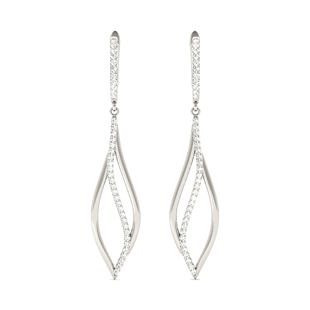 0.40 ctw Diamond Tear Drop Earrings Cocktail Style-VIRABYANI