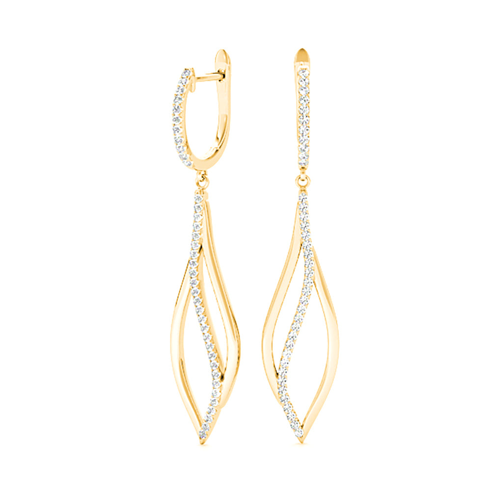 0.40 ctw Diamond Tear Drop Earrings Cocktail Style-VIRABYANI