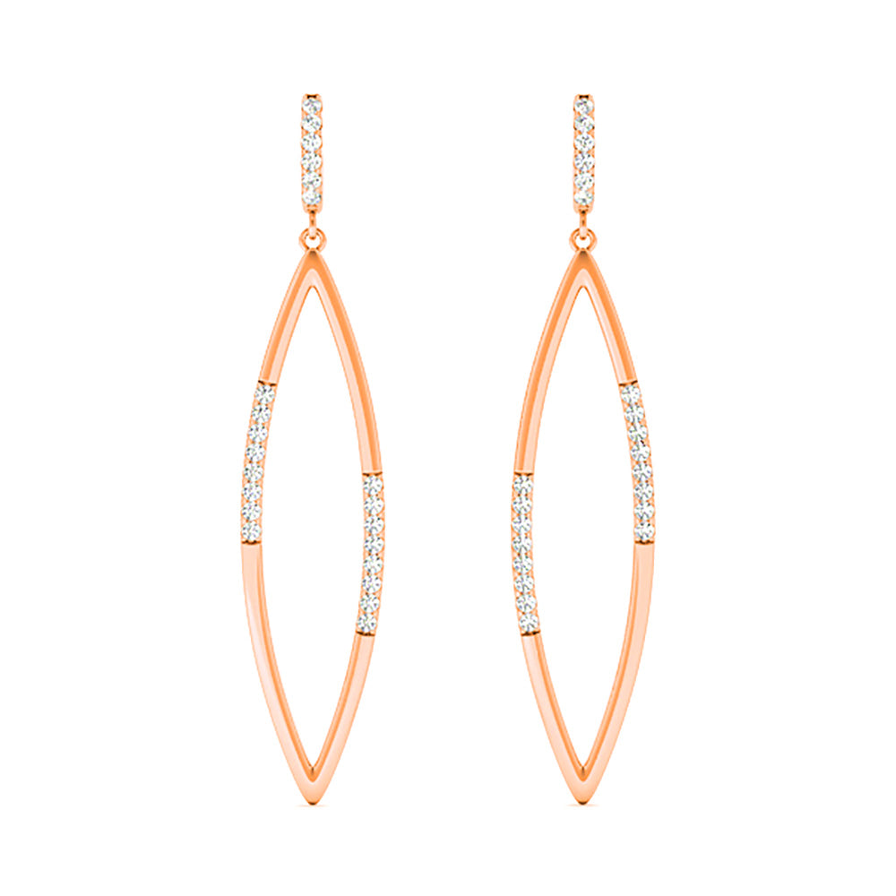 0.40 ctw Diamond Tear Drop Earrings Cocktail Style-VIRABYANI