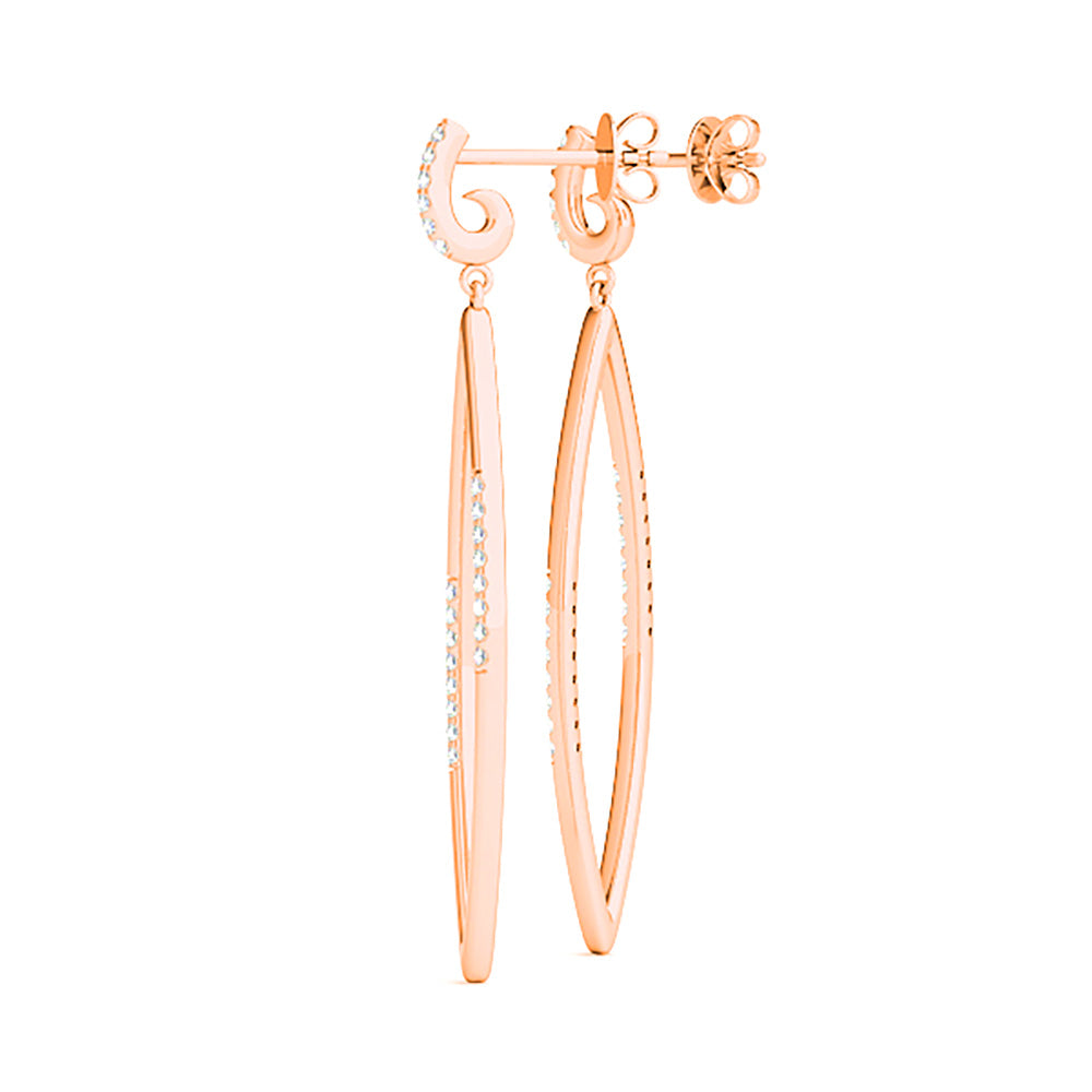 0.40 ctw Diamond Tear Drop Earrings Cocktail Style-VIRABYANI