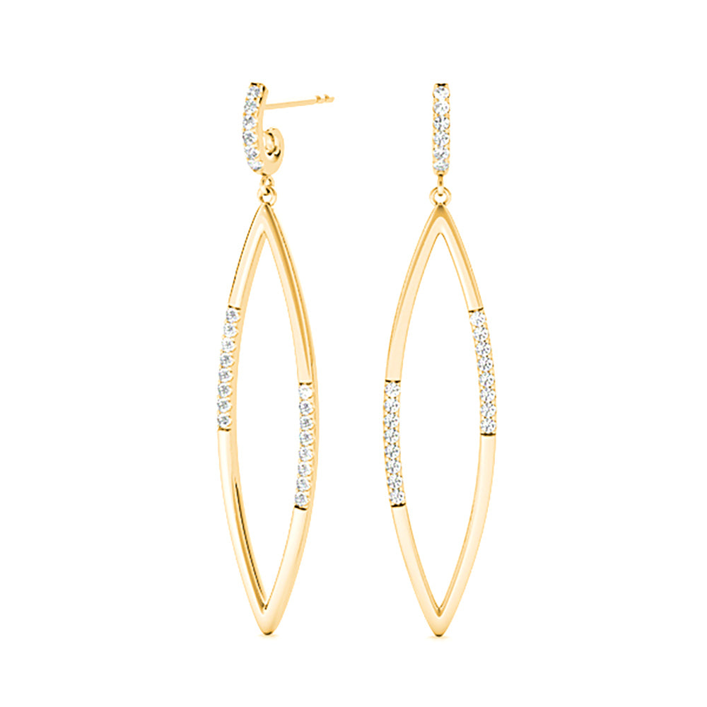 0.40 ctw Diamond Tear Drop Earrings Cocktail Style-VIRABYANI