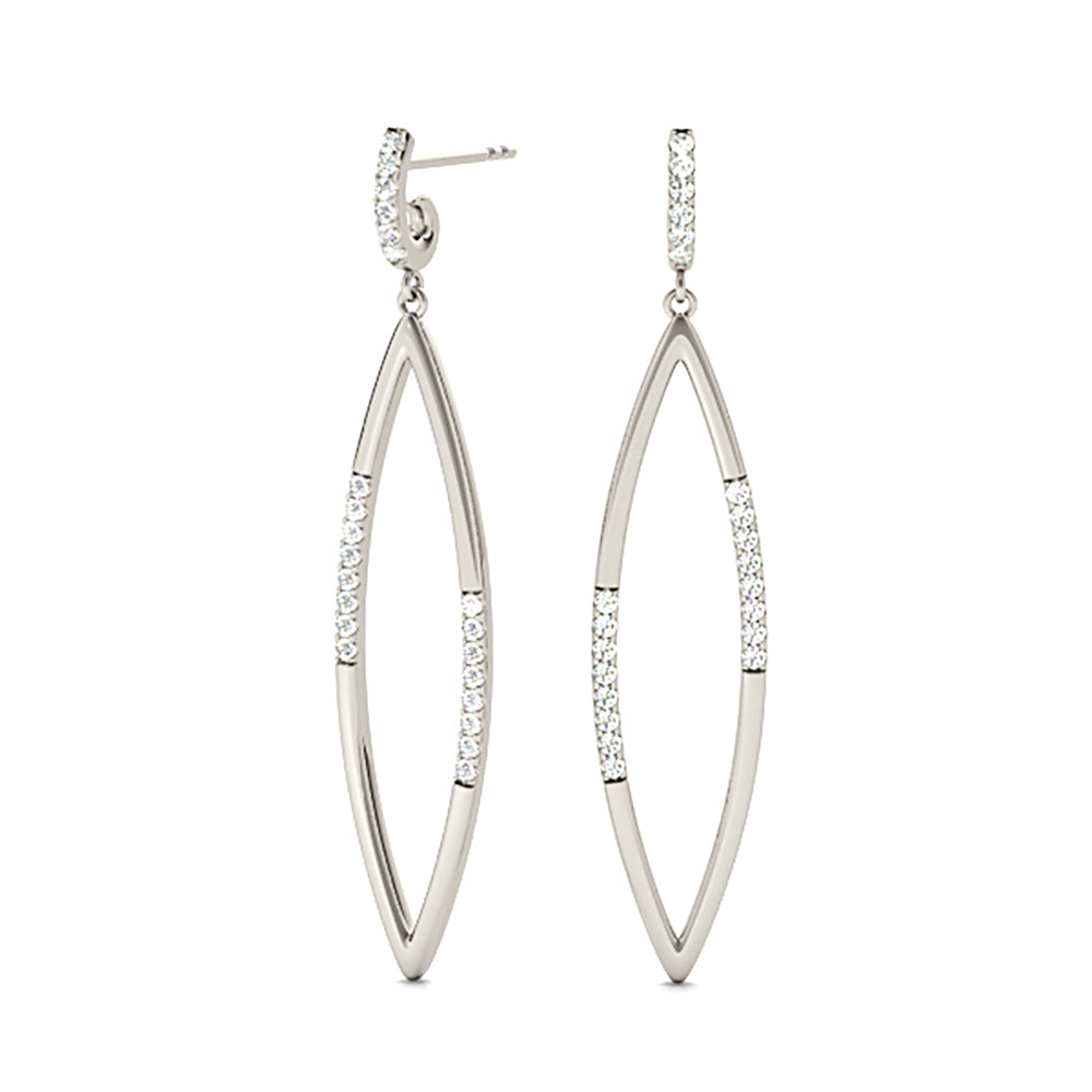 0.40 ctw Diamond Tear Drop Earrings Cocktail Style-VIRABYANI