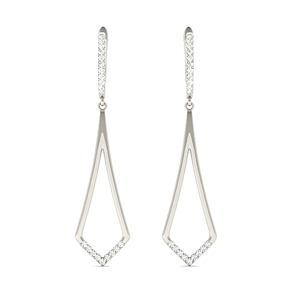 0.20 ctw Diamond Modern Drop Earrings-in 14K/18K White, Yellow, Rose Gold and Platinum - Christmas Jewelry Gift -VIRABYANI