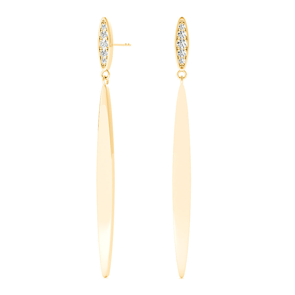 0.14 ctw Diamond Linear Drop Earrings-in 14K/18K White, Yellow, Rose Gold and Platinum - Christmas Jewelry Gift -VIRABYANI