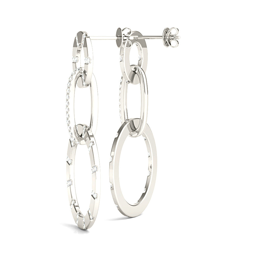1.00 ctw Diamond Circle Drop Earrings-VIRABYANI