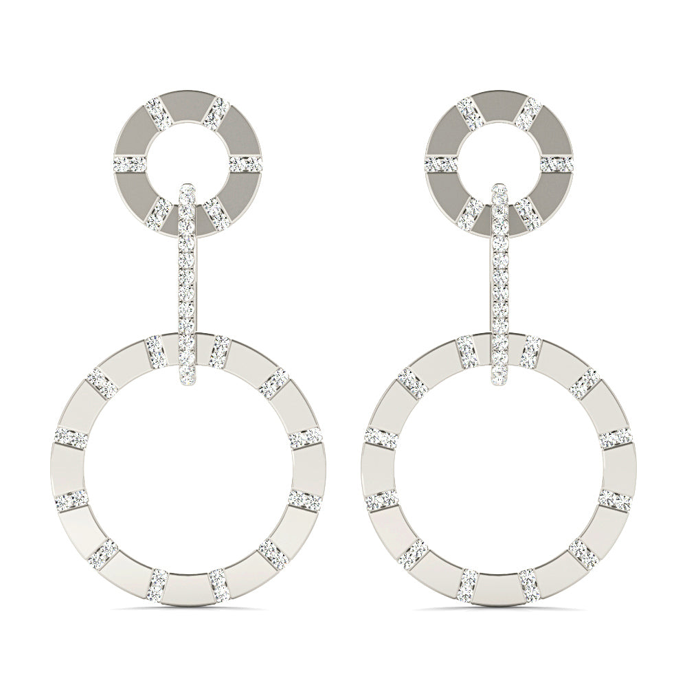 1.00 ctw Diamond Circle Drop Earrings-VIRABYANI