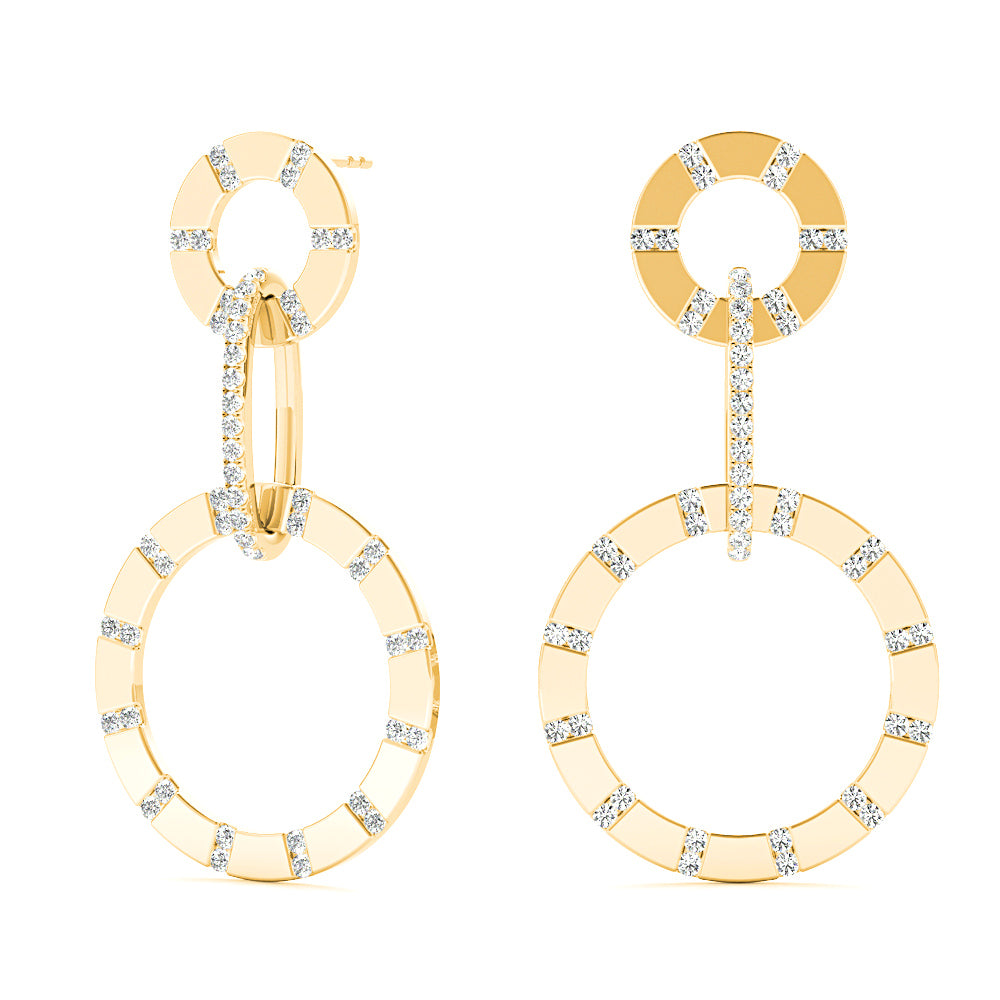 1.00 ctw Diamond Circle Drop Earrings-VIRABYANI