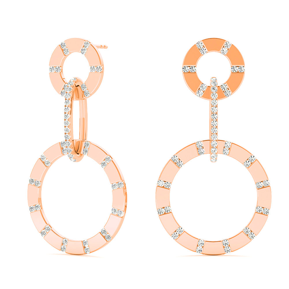 1.00 ctw Diamond Circle Drop Earrings-VIRABYANI