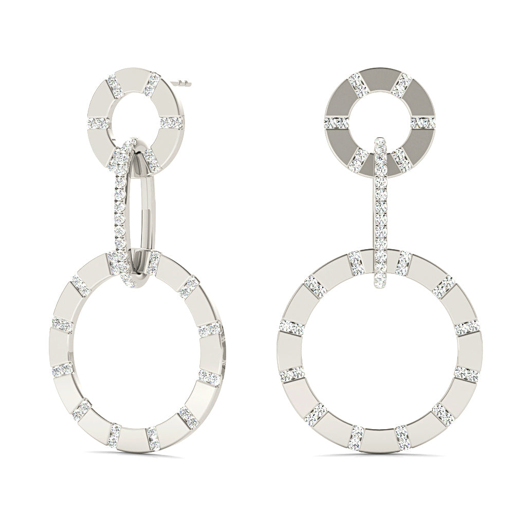 1.00 ctw Diamond Circle Drop Earrings-VIRABYANI