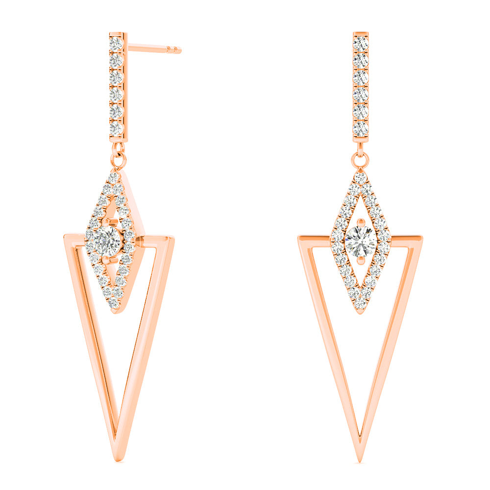 0.50 ctw Diamond Drop Earrings Modern Cocktail Style-in 14K/18K White, Yellow, Rose Gold and Platinum - Christmas Jewelry Gift -VIRABYANI