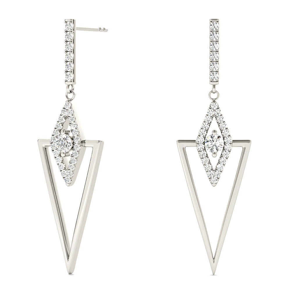 0.50 ctw Diamond Drop Earrings Modern Cocktail Style-VIRABYANI