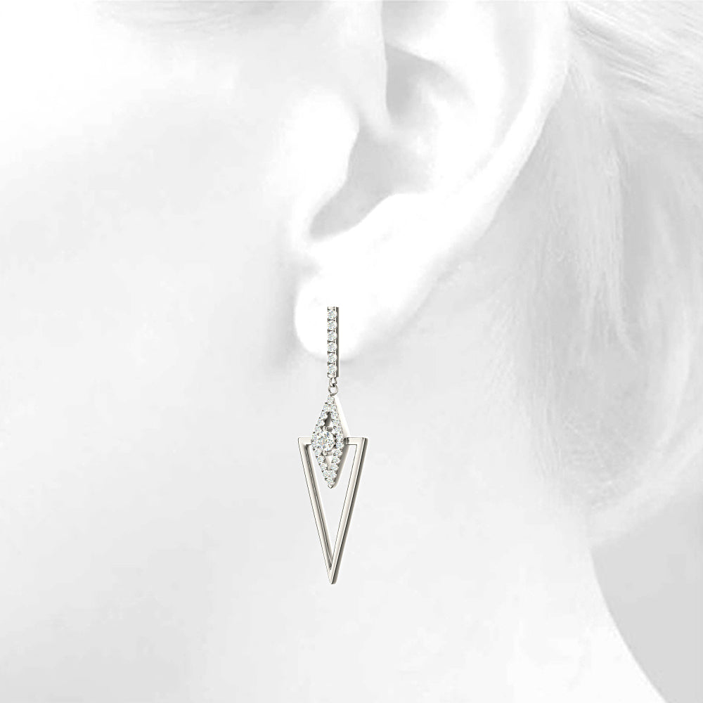 0.50 ctw Diamond Drop Earrings Modern Cocktail Style-VIRABYANI