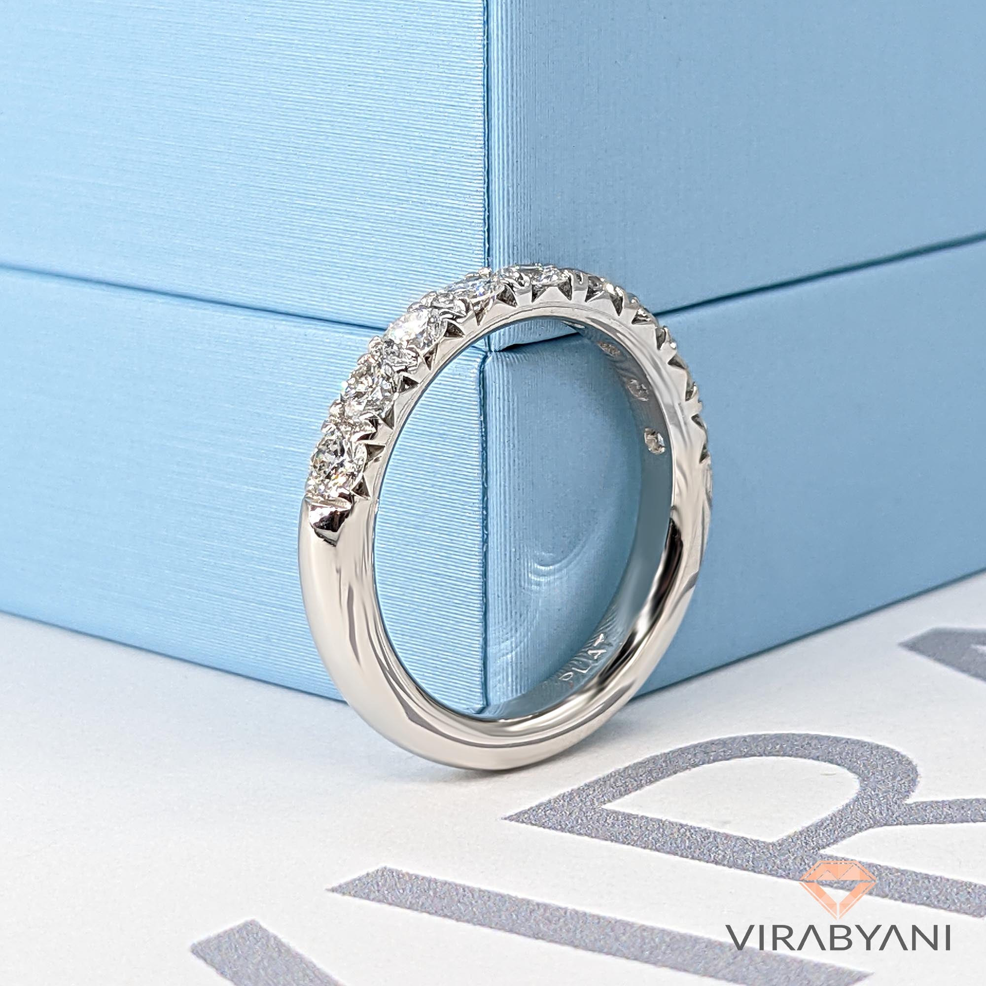 1.00 ct. French Pave Set Round Diamond Wedding Band-VIRABYANI