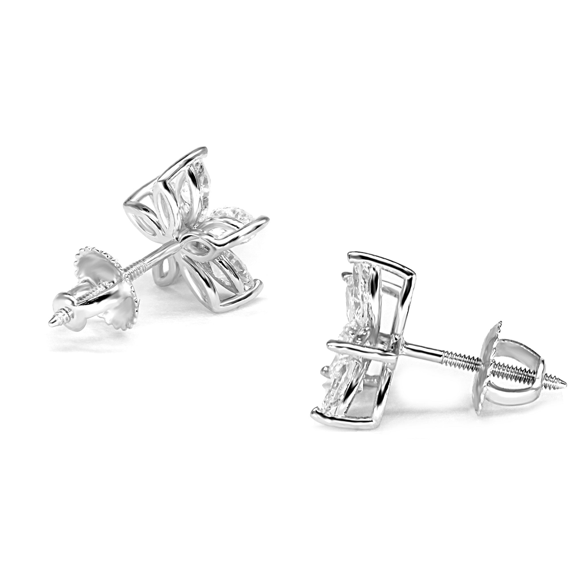 1.50 ctw Marquise Cut Diamond Flower Earrings-VIRABYANI