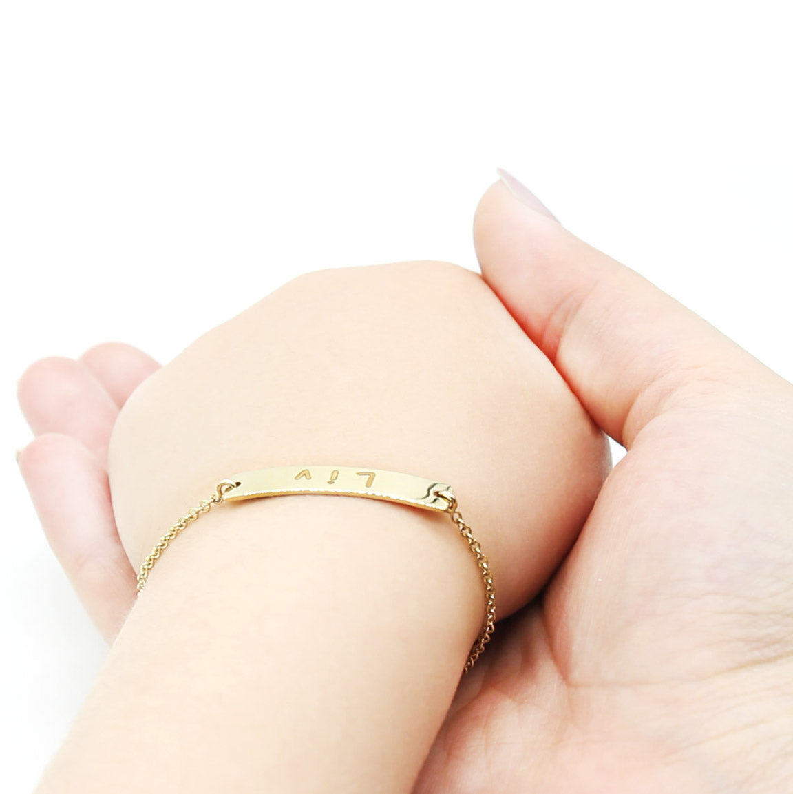 14K Solid Gold Personalized Name Baby Bracelet-VIRABYANI