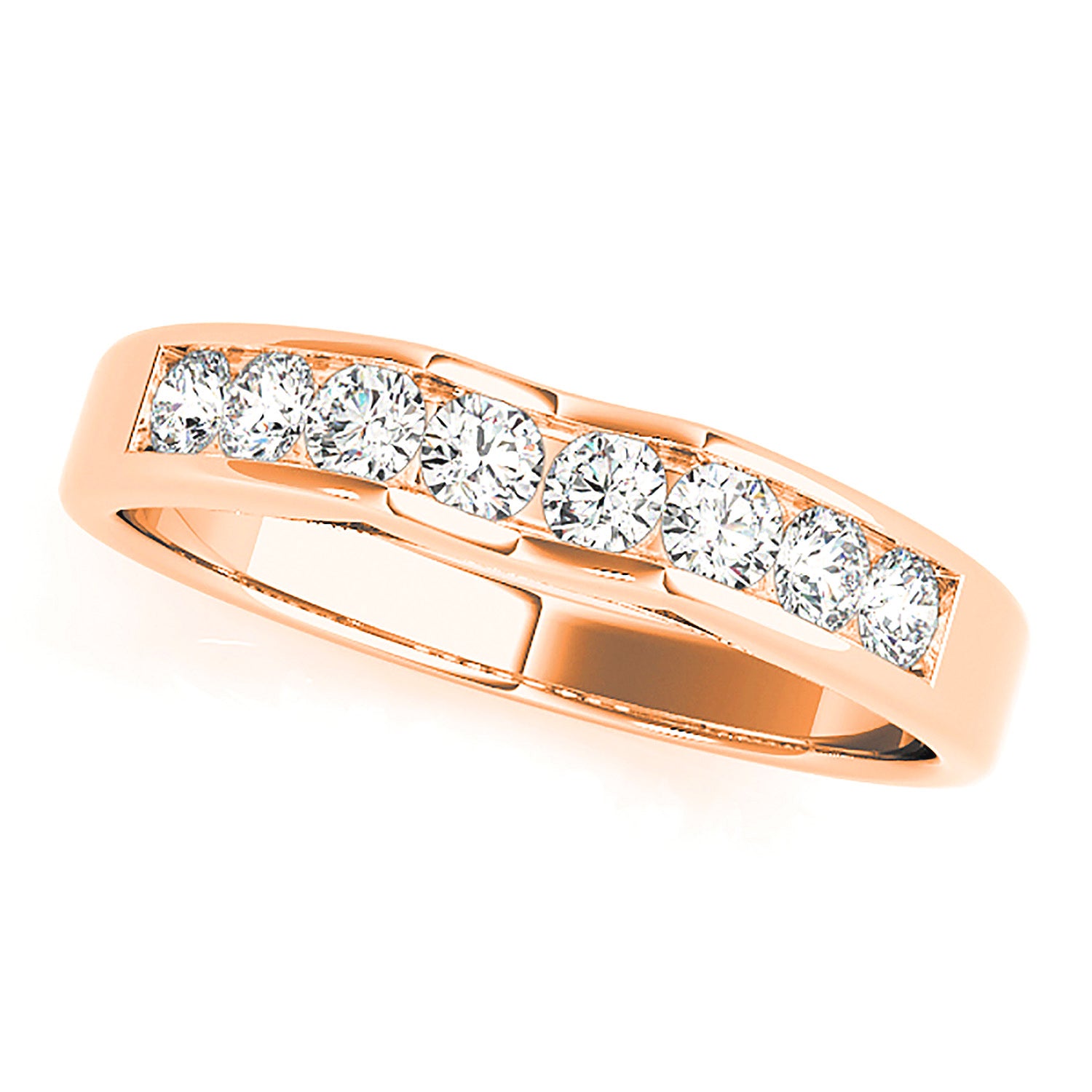 Channel Set Round Diamond Wedding Band-VIRABYANI
