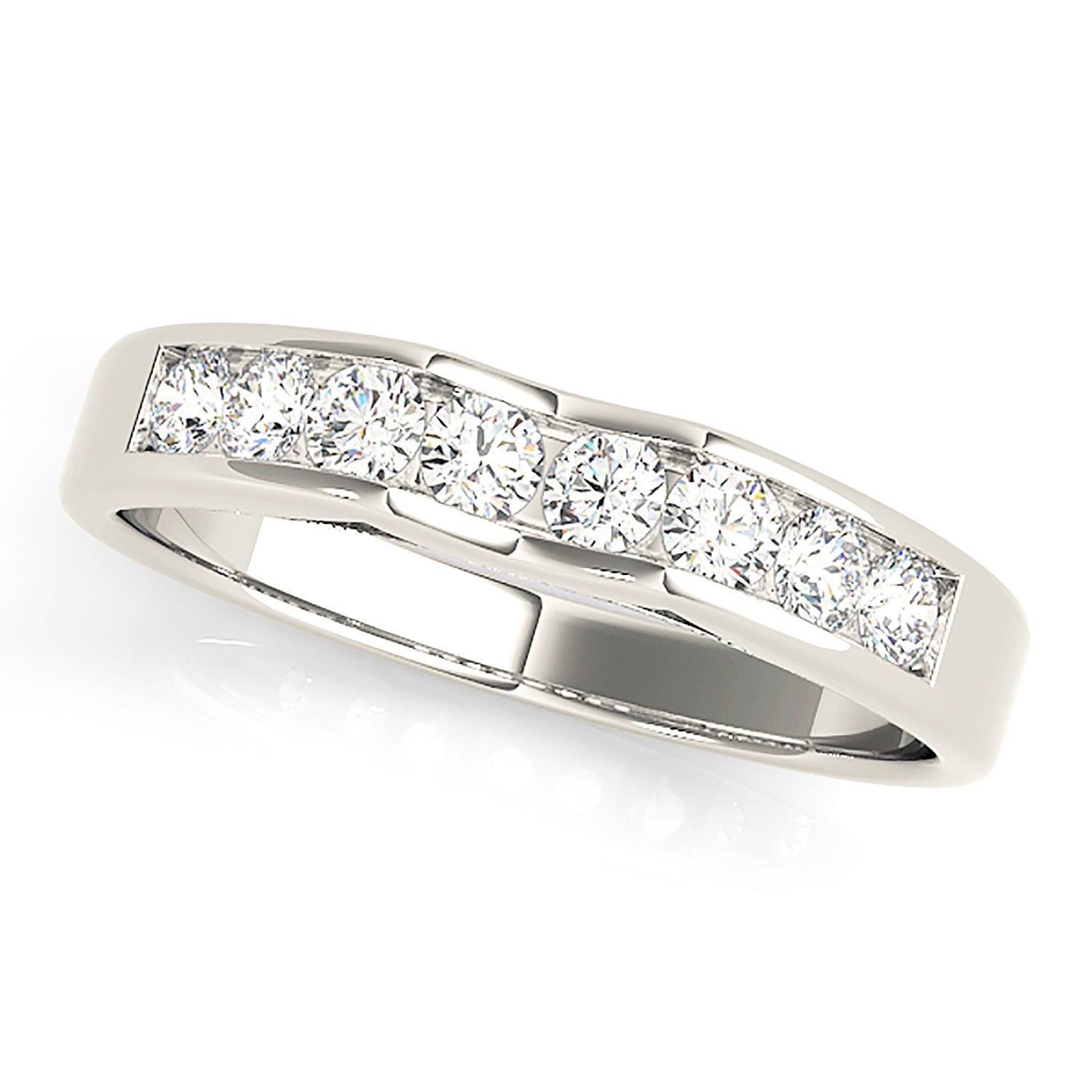 Channel Set Round Diamond Wedding Band-VIRABYANI