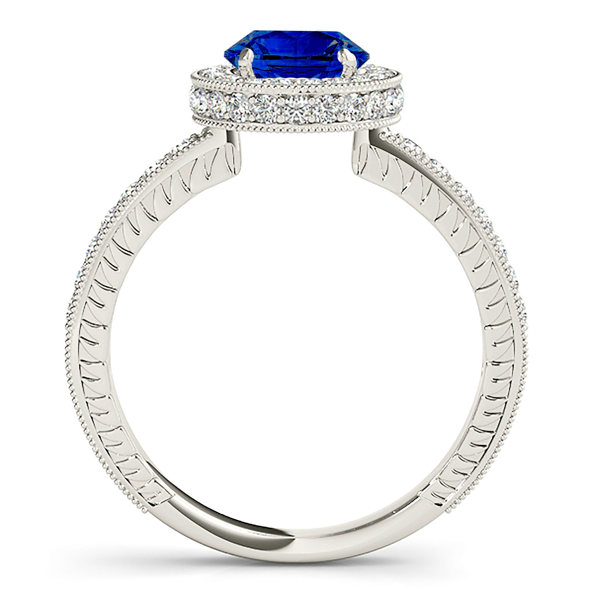 1.35 ct. Genuine Blue Sapphire and 0.50 ctw. Diamond Gemstone Ring-VIRABYANI