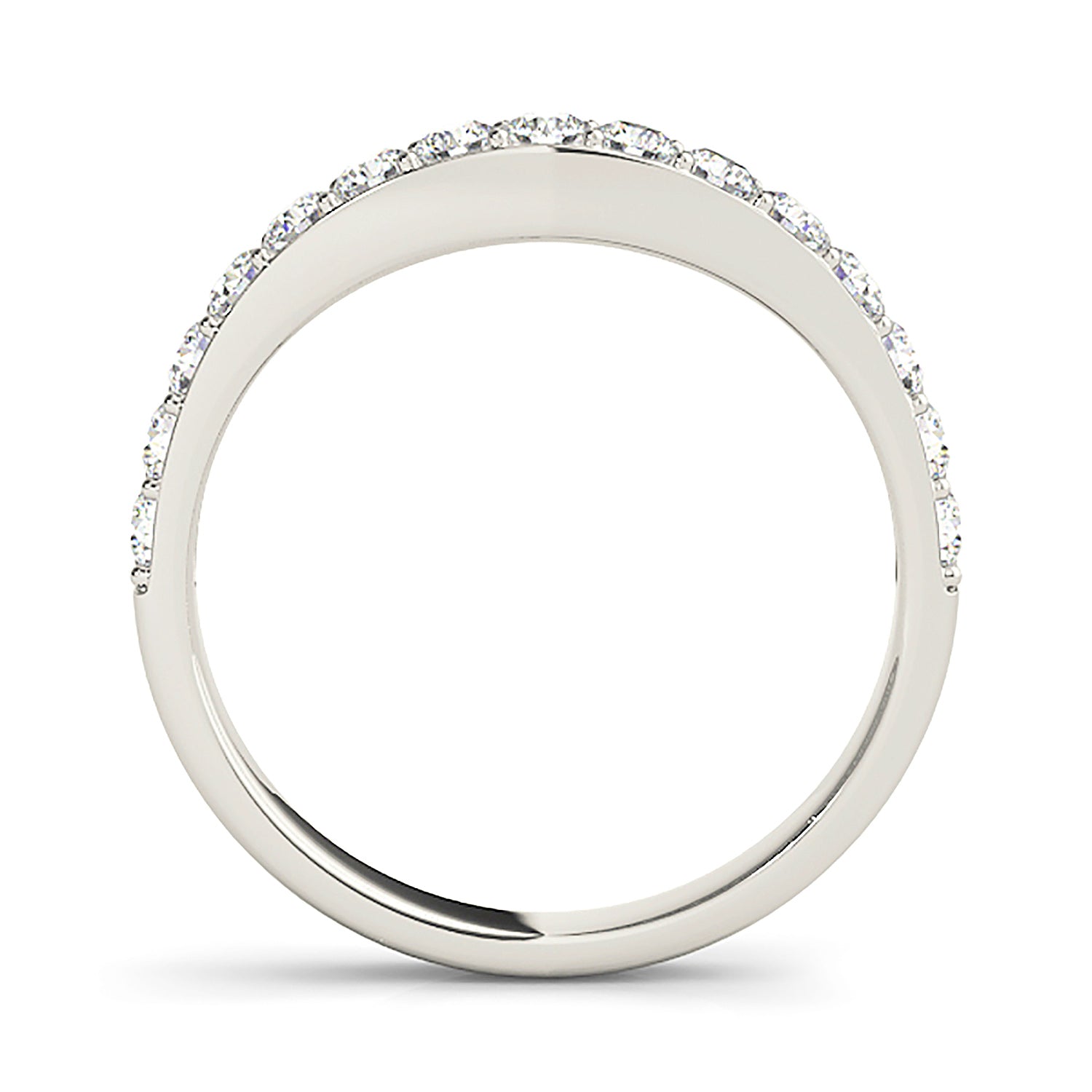 Diamond Wedding Band - 14K/18k Solid White Gold / Platinum | Curved band Diamond Wedding Anniversary Ring | Modern Design-in 14K/18K White, Yellow, Rose Gold and Platinum - Christmas Jewelry Gift -VIRABYANI