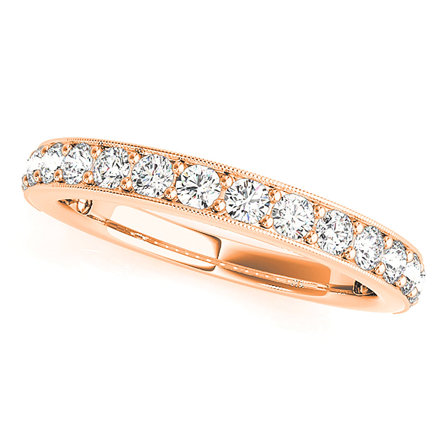 0.50 ctw Round Diamond Wedding Band MIlgrain Accent Anniversary Ring-VIRABYANI