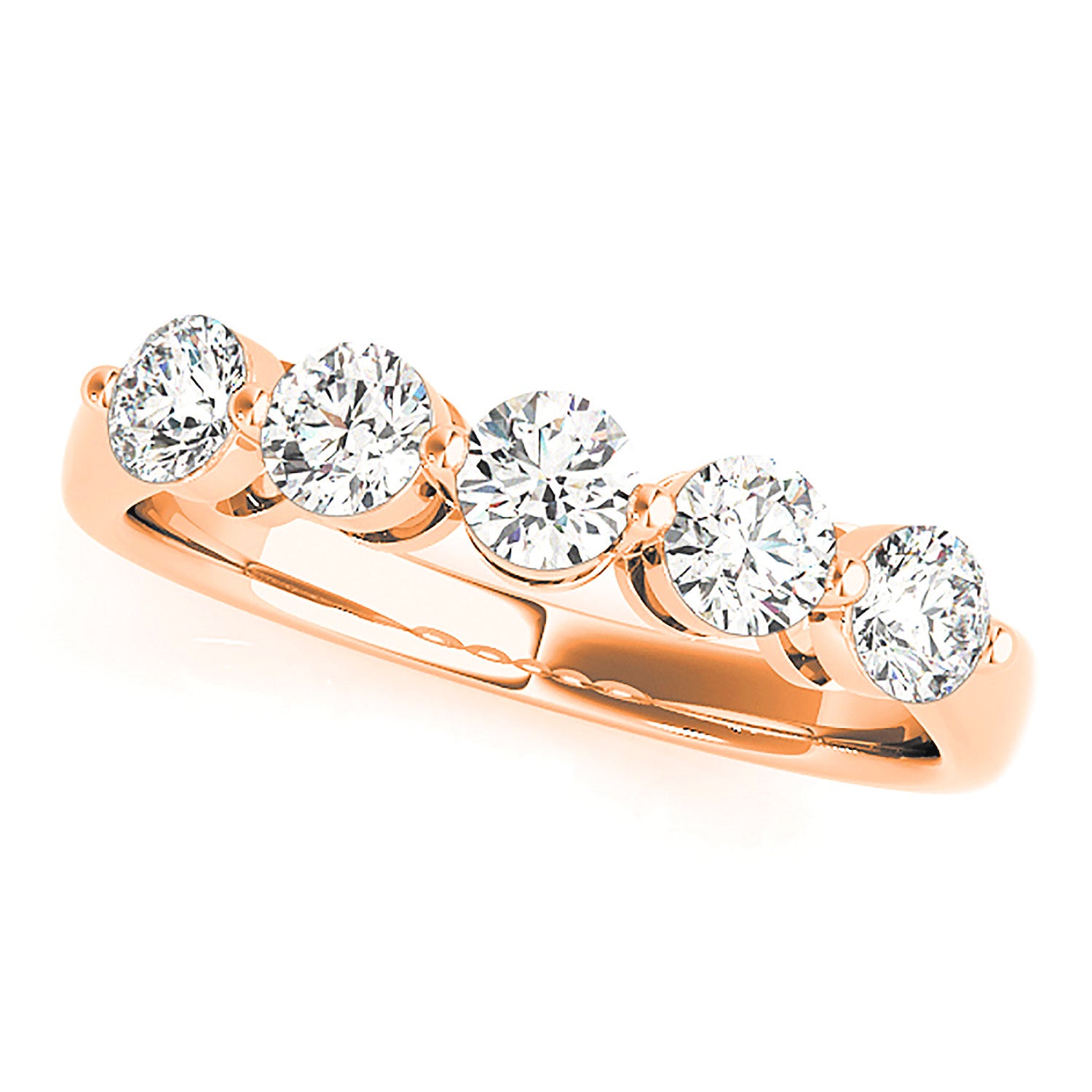 1.00 ctw. Round Diamond Wedding Band 5 Stone Anniversary Ring-VIRABYANI