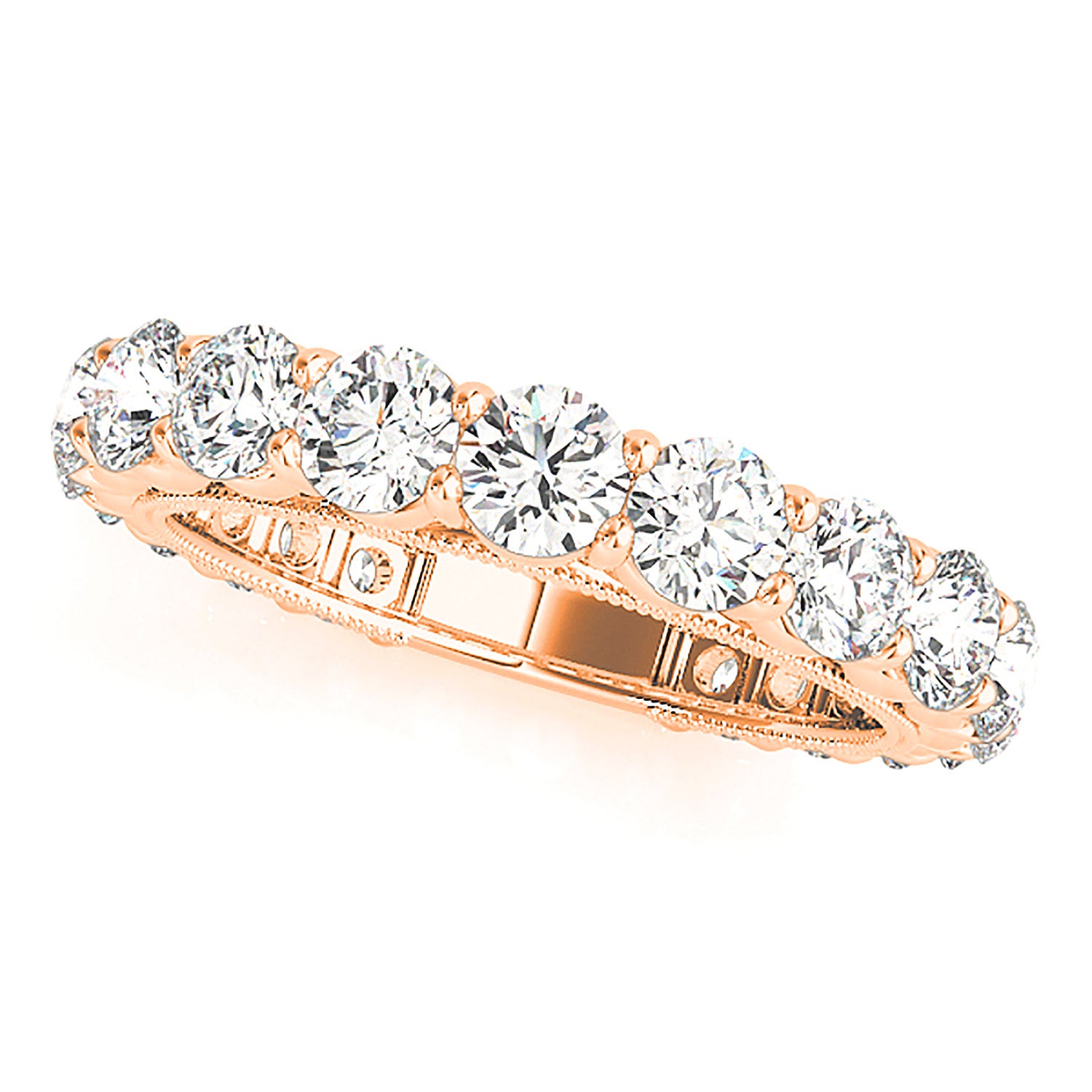 2.70 ctw. Round Diamond Wedding Band Milgrain Accent Anniversary Ring-VIRABYANI