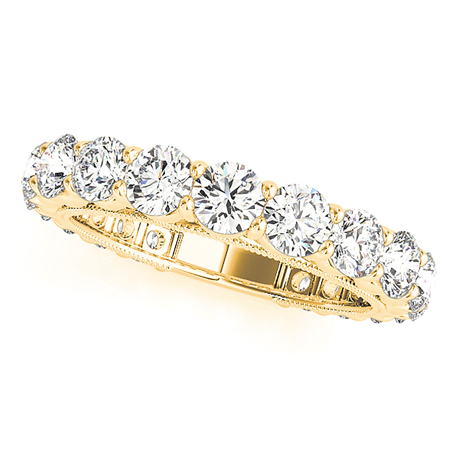 Diamond Wedding Band - 14K/18k Solid White Gold / Platinum | Prong Set Diamond Anniversary Ring | Modern Design-in 14K/18K White, Yellow, Rose Gold and Platinum - Christmas Jewelry Gift -VIRABYANI