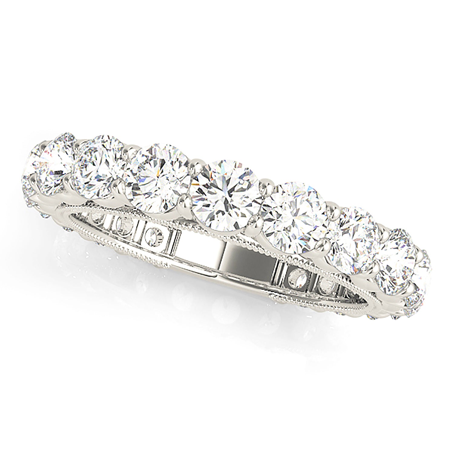 2.70 ctw. Round Diamond Wedding Band Milgrain Accent Anniversary Ring-VIRABYANI