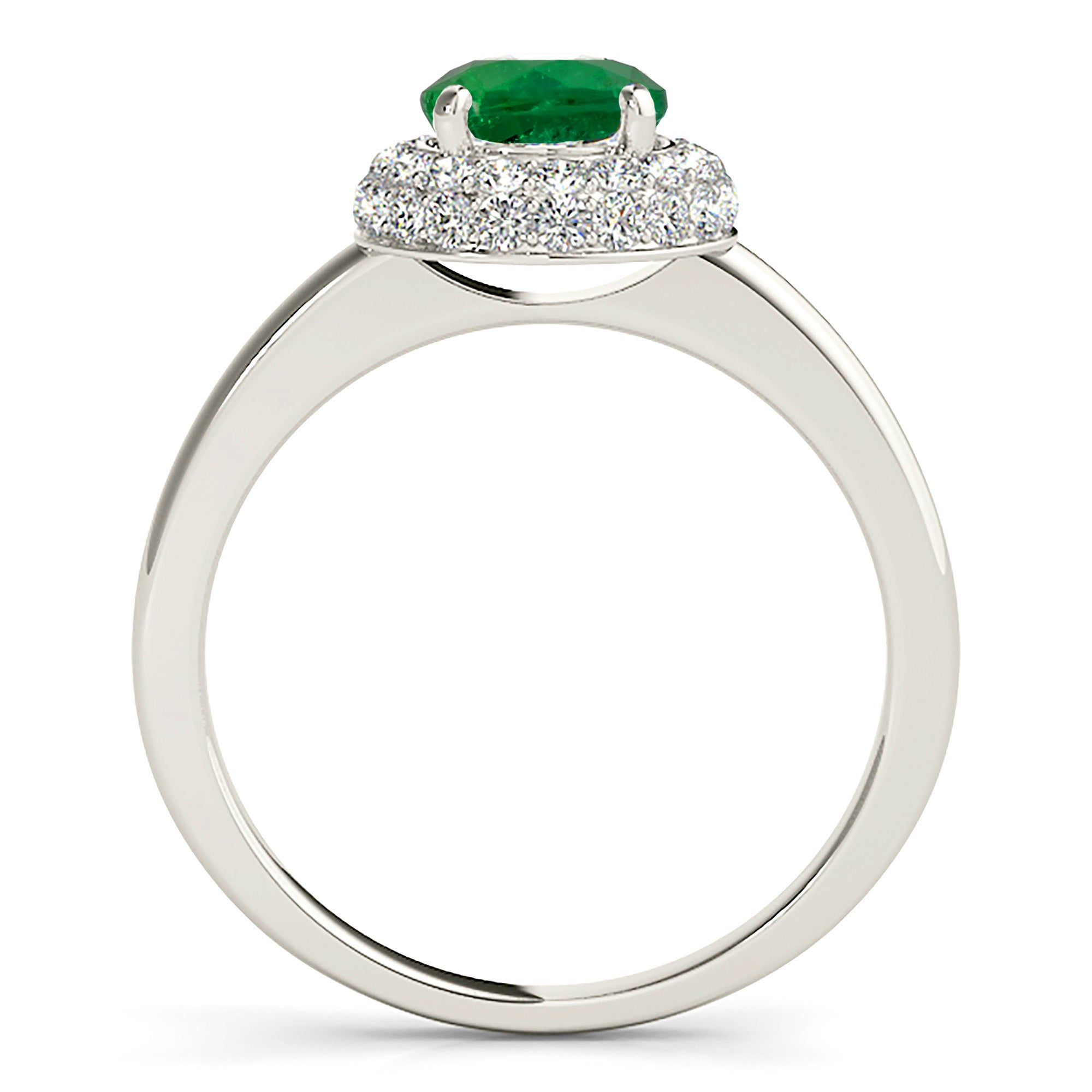 1.14 ct. Genuine Emerald Ring with 0.40 ctw. Diamond 3D Halo And Solitaire Shank-VIRABYANI