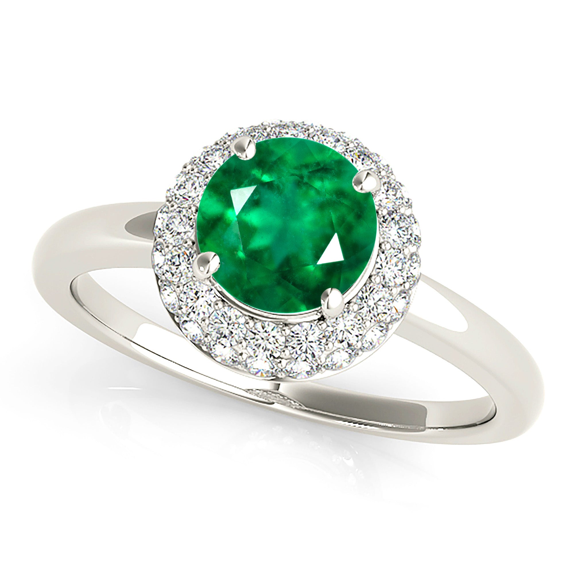 1.14 ct. Genuine Emerald Ring with 0.40 ctw. Diamond 3D Halo And Solitaire Shank-VIRABYANI