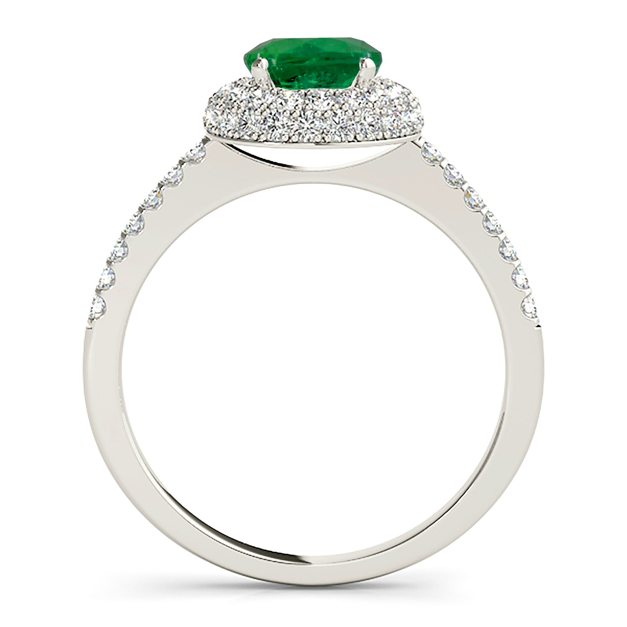 1.14 ct. Genuine Emerald Ring With 0.50 ctw. Diamond Halo And Delicate Diamond Band-VIRABYANI