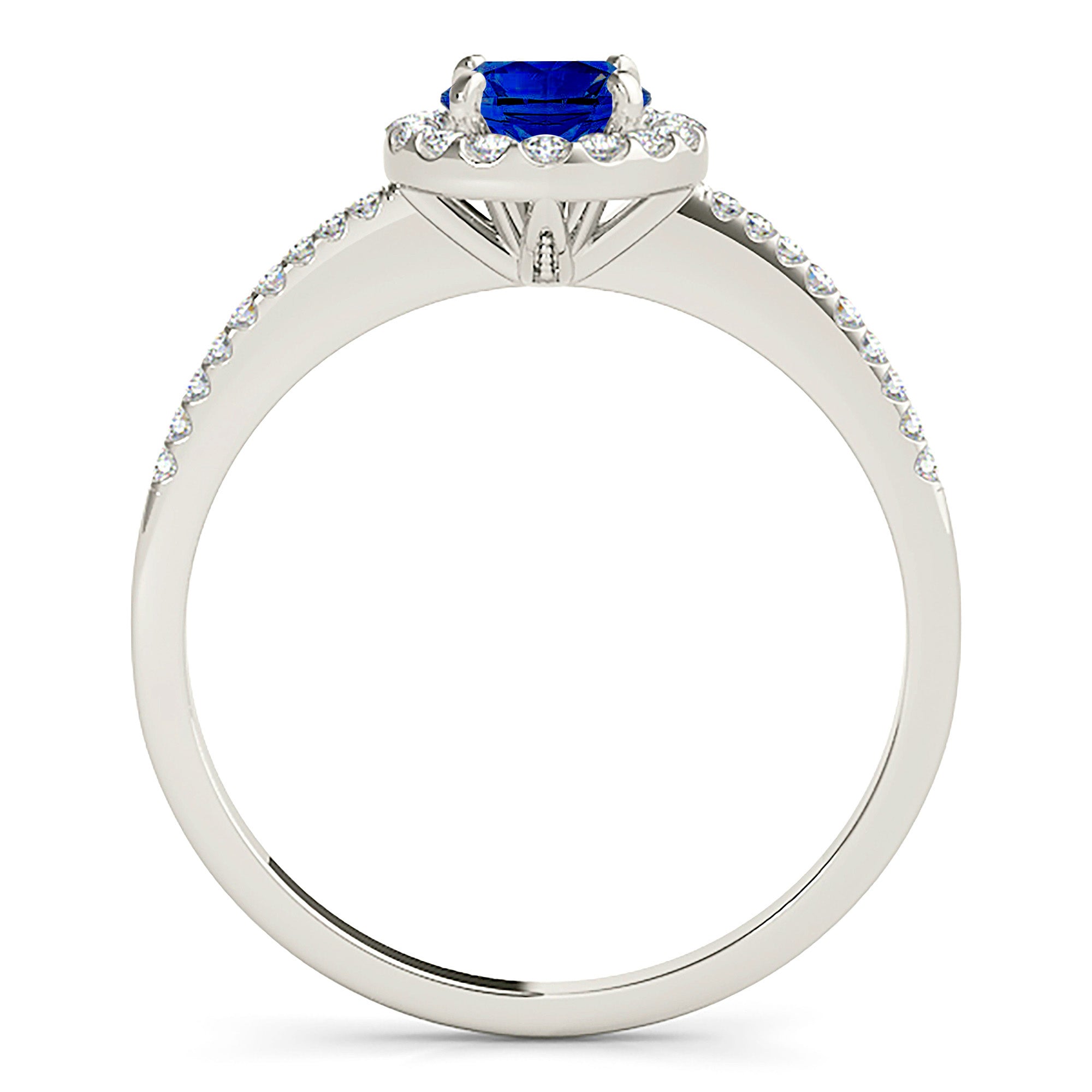 1.35 ct. Genuine Blue Sapphire Halo Ring with 0.20 ctw. Diamonds-in 14K/18K White, Yellow, Rose Gold and Platinum - Christmas Jewelry Gift -VIRABYANI