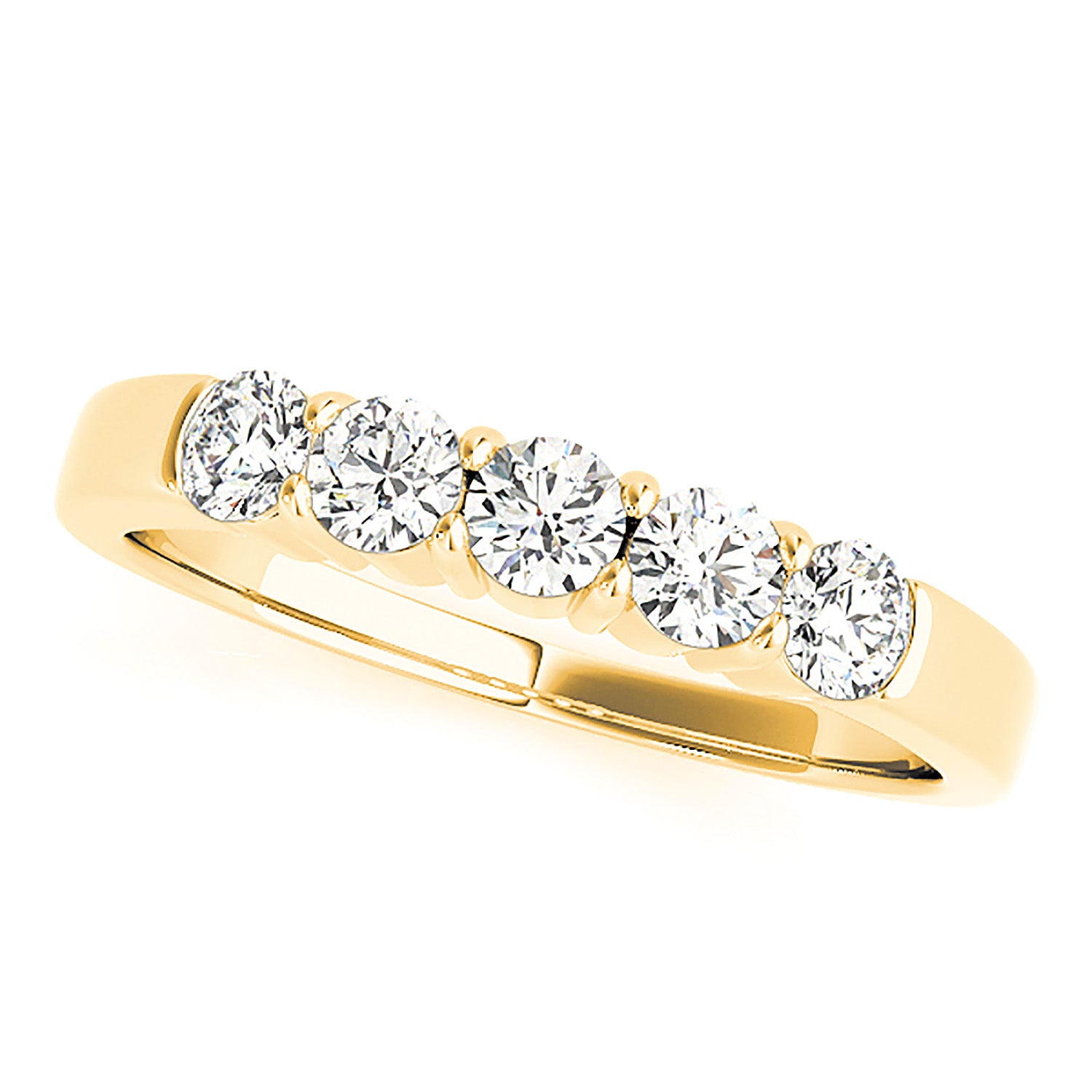 1.25 ctw. Round Diamond Wedding Band 5 Stone Anniversary Ring-VIRABYANI