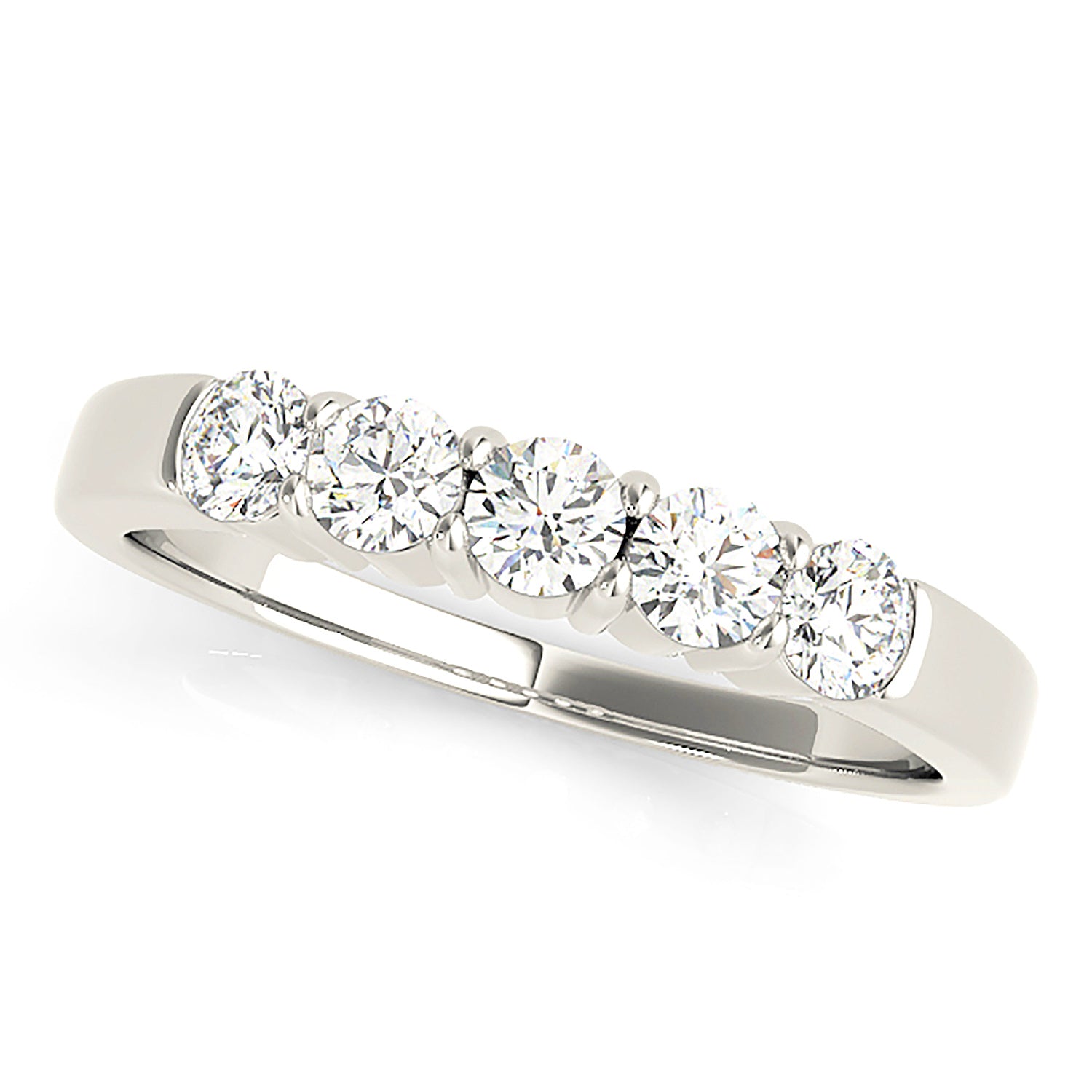 1.25 ctw. Round Diamond Wedding Band 5 Stone Anniversary Ring-VIRABYANI