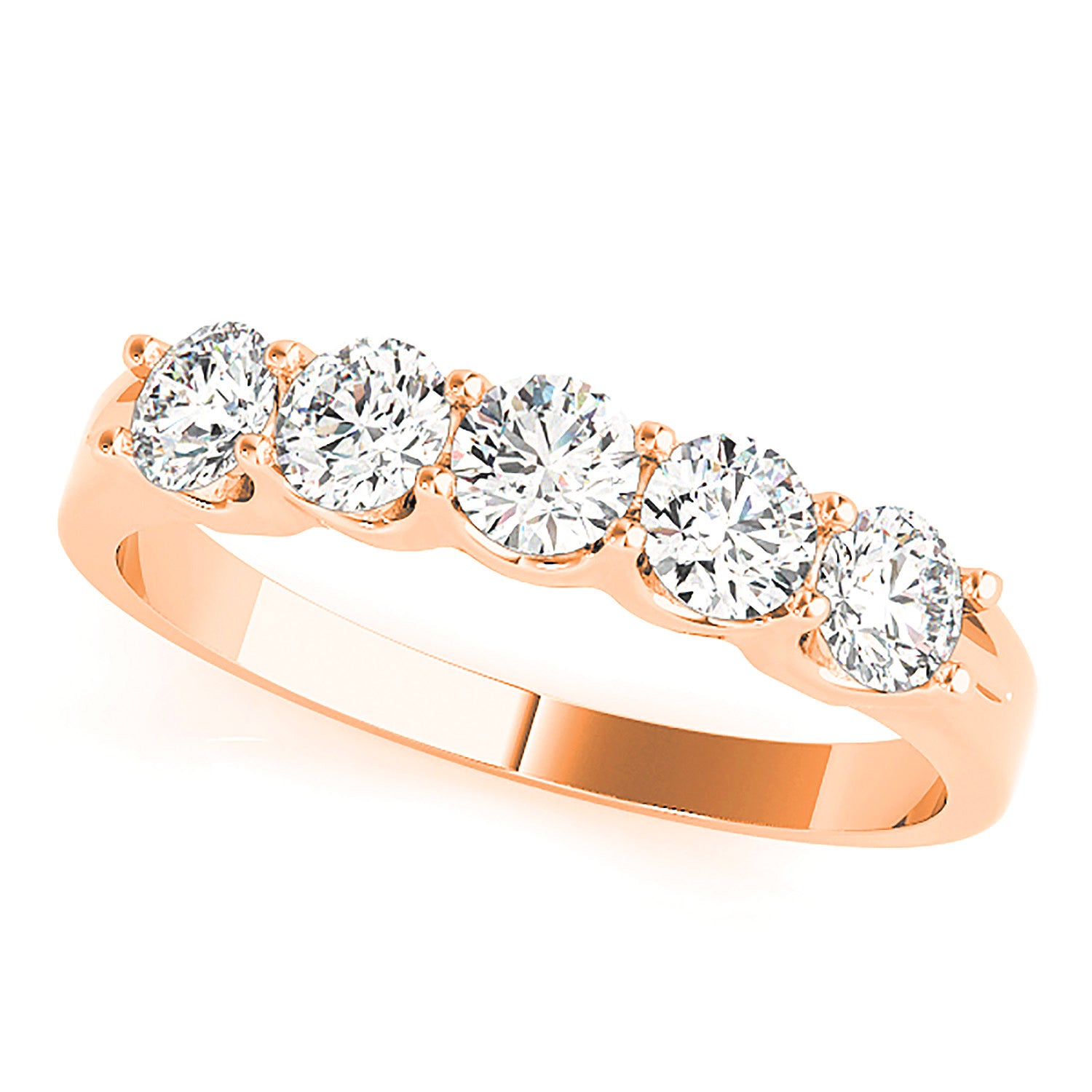 1.25 ctw. Round Diamond Wedding Band 5 Stone Anniversary Ring-VIRABYANI