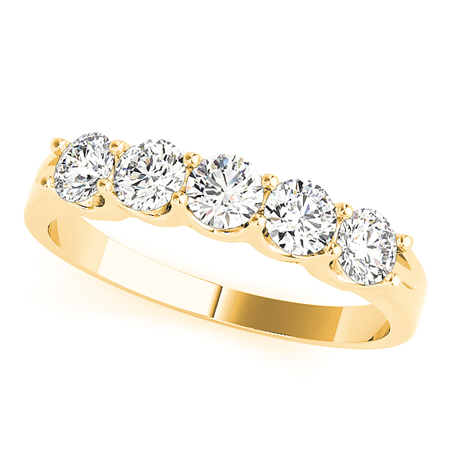 1.25 ctw. Round Diamond Wedding Band 5 Stone Anniversary Ring-VIRABYANI