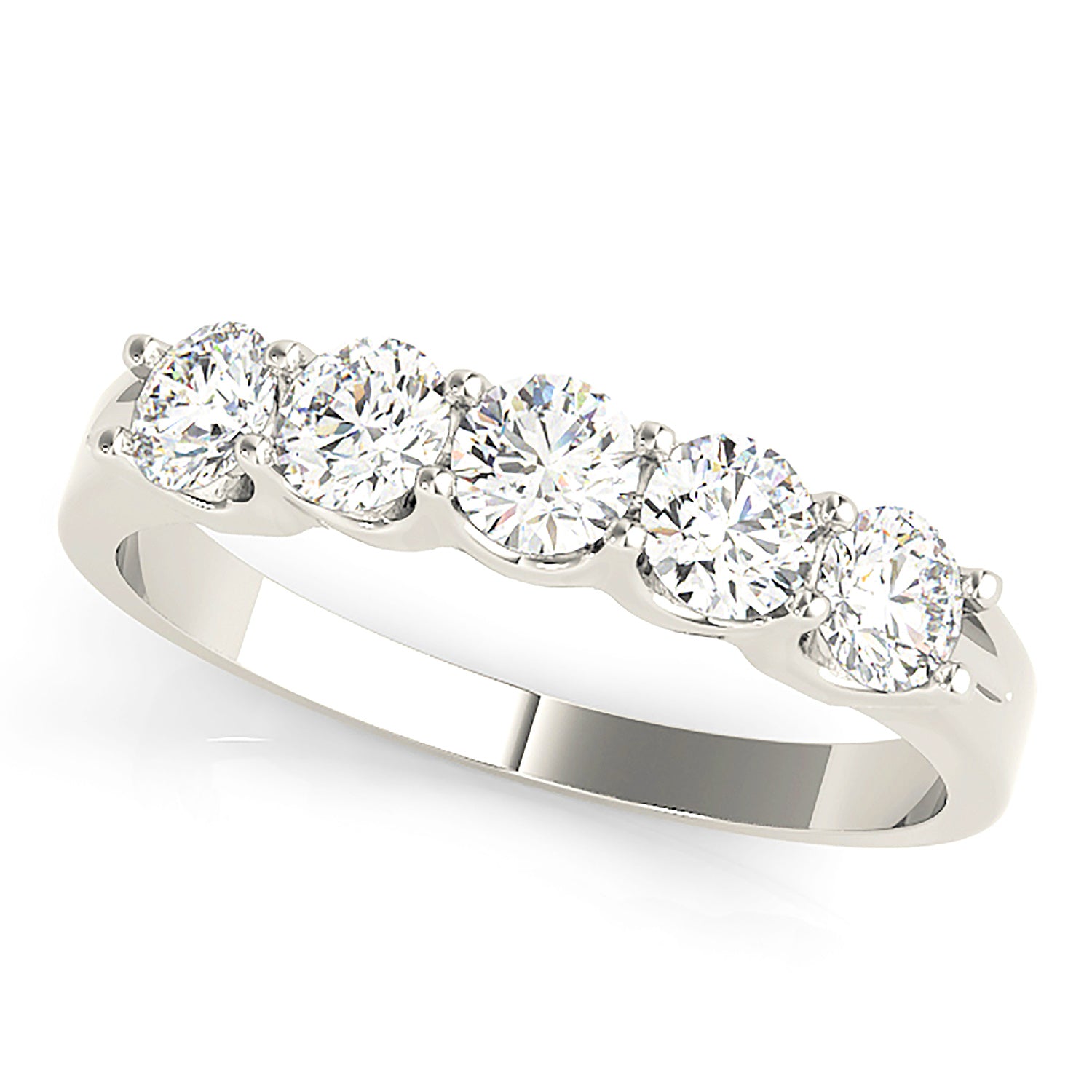 1.25 ctw. Round Diamond Wedding Band 5 Stone Anniversary Ring-VIRABYANI