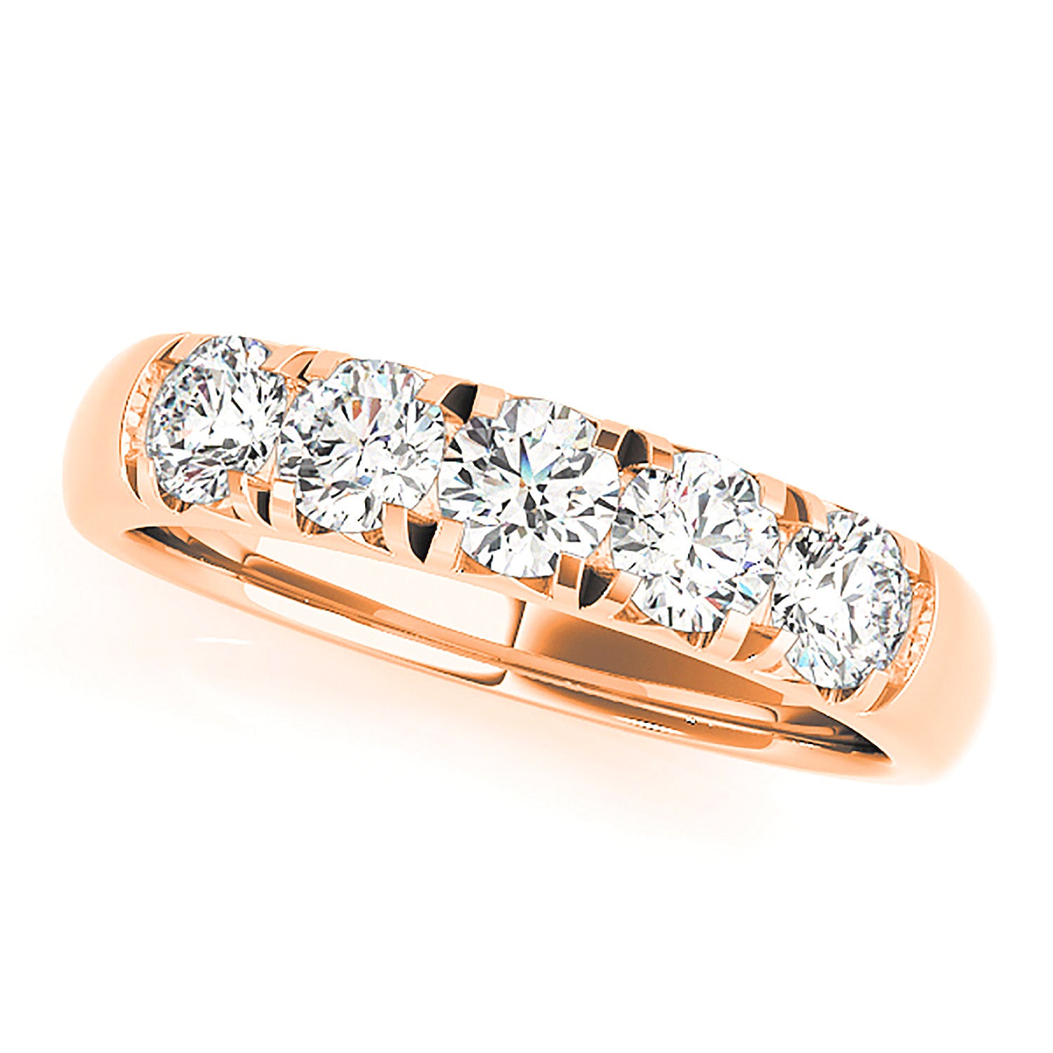 1.00 ctw. Round Diamond Wedding Band 5 Stone Anniversary Ring-VIRABYANI