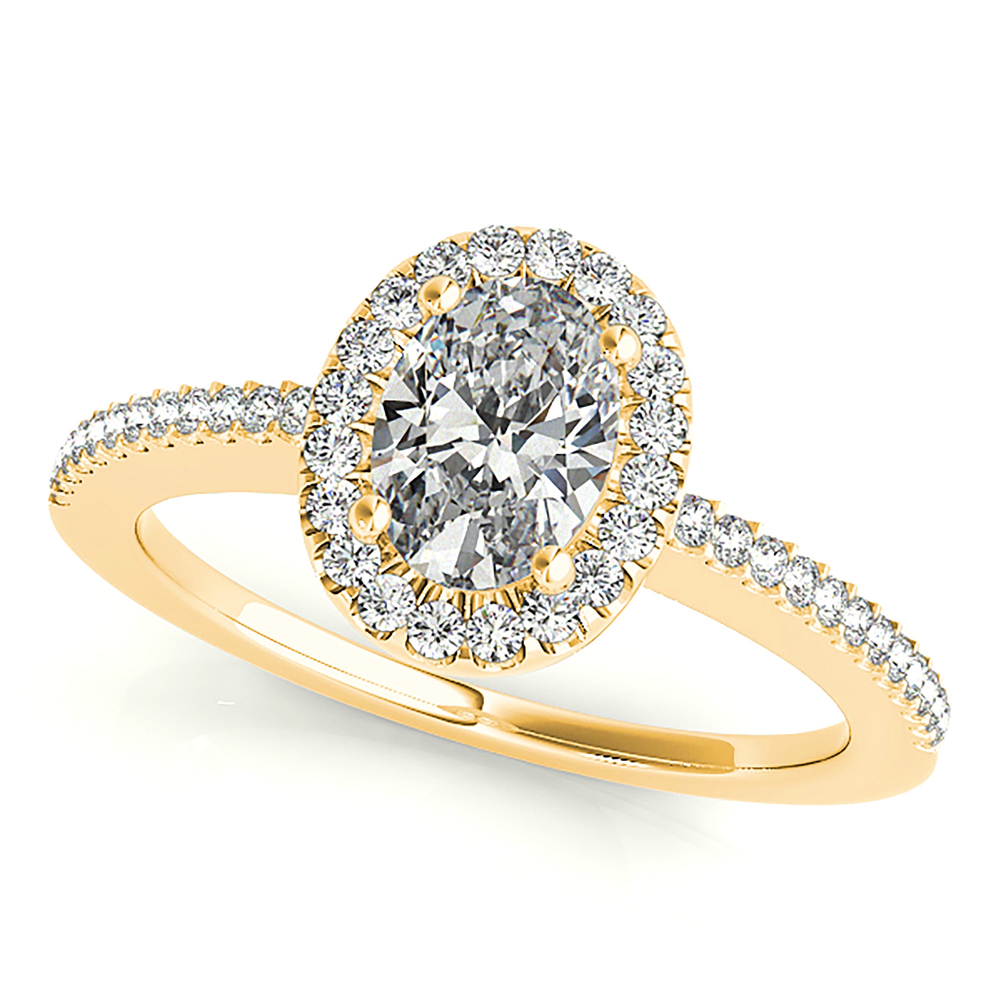 Halo Oval Diamond Engagement Ring-in 14K/18K White, Yellow, Rose Gold and Platinum - Christmas Jewelry Gift -VIRABYANI