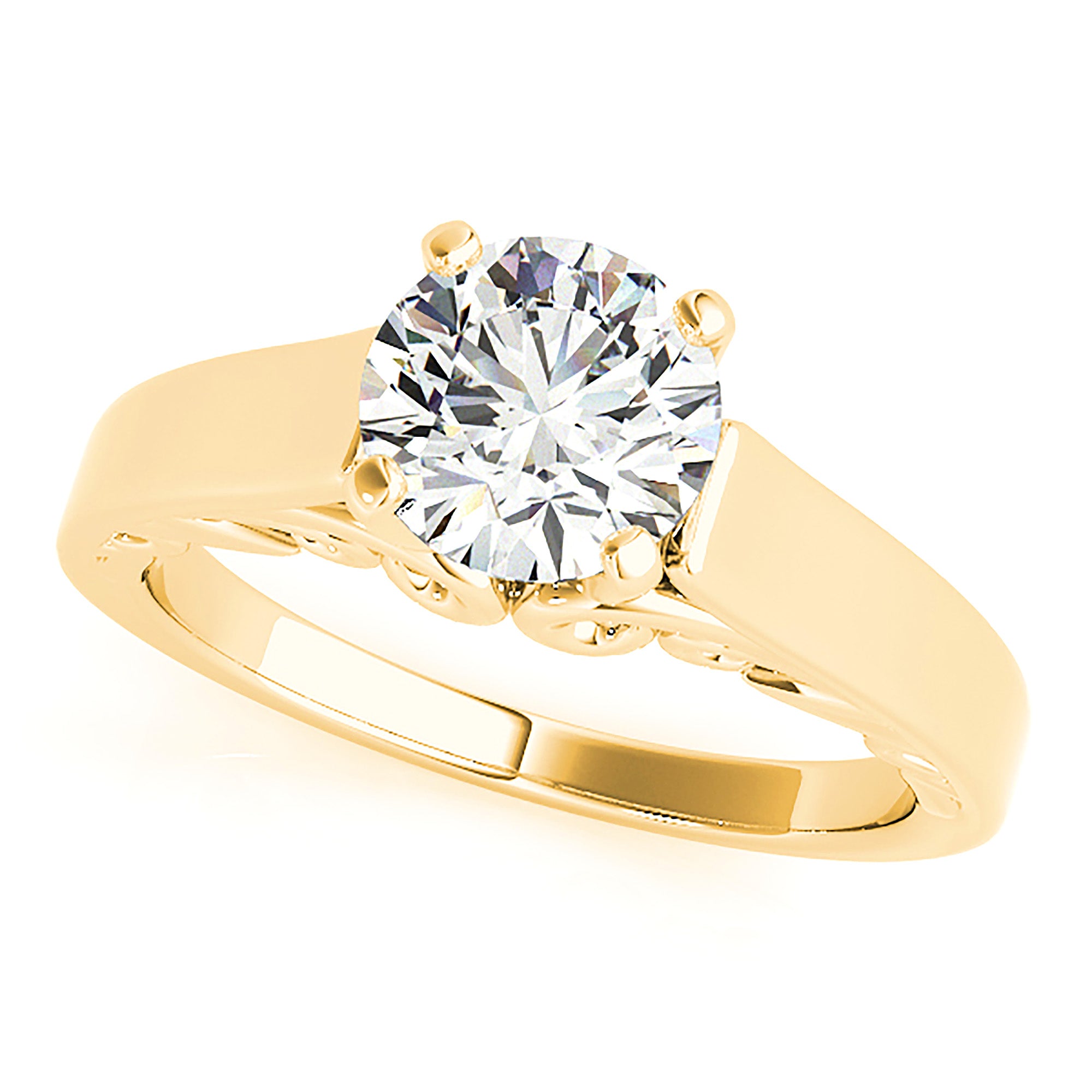 Vintage Inspired Solitaire Engagement Ring-in 14K/18K White, Yellow, Rose Gold and Platinum - Christmas Jewelry Gift -VIRABYANI