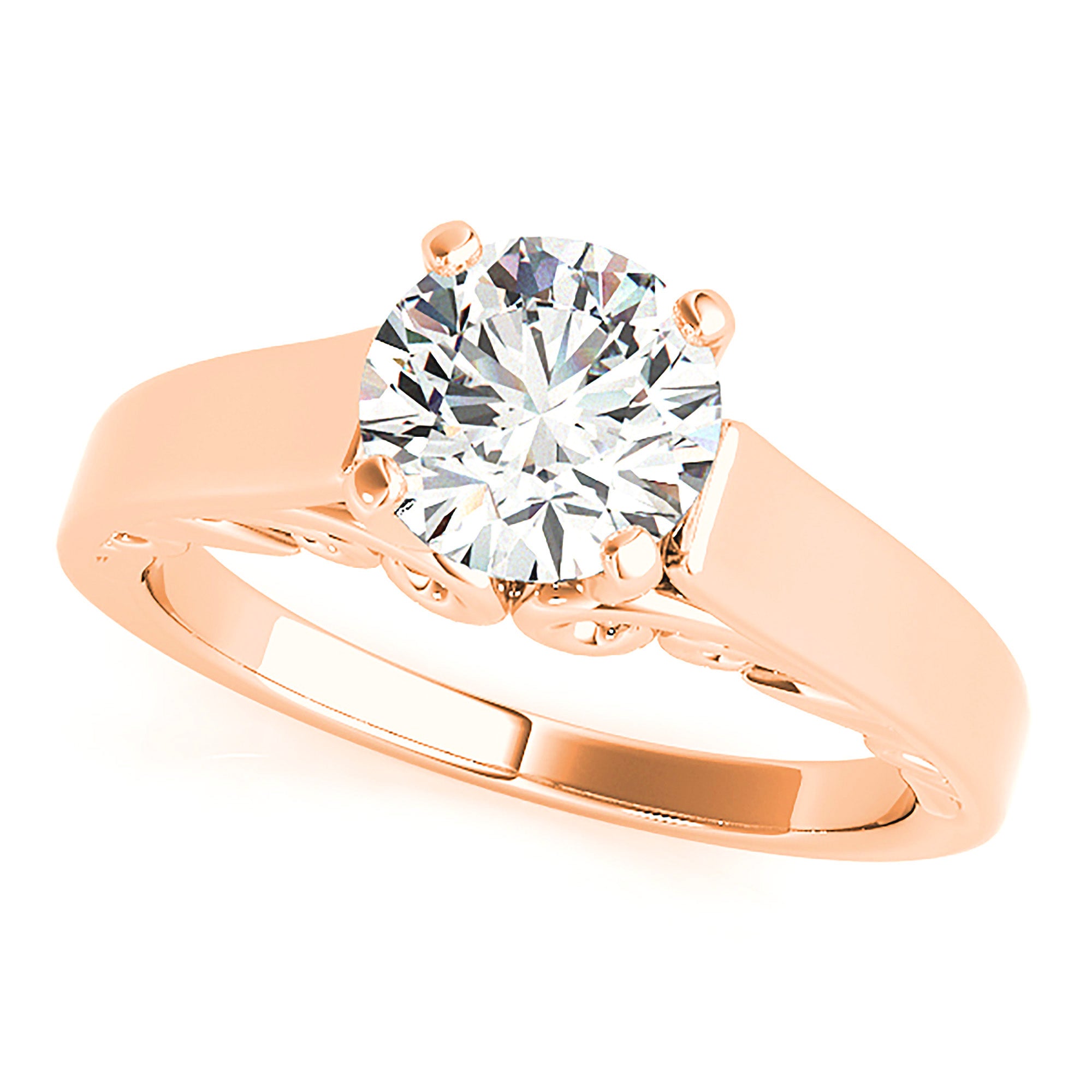 Vintage Inspired Solitaire Engagement Ring-in 14K/18K White, Yellow, Rose Gold and Platinum - Christmas Jewelry Gift -VIRABYANI
