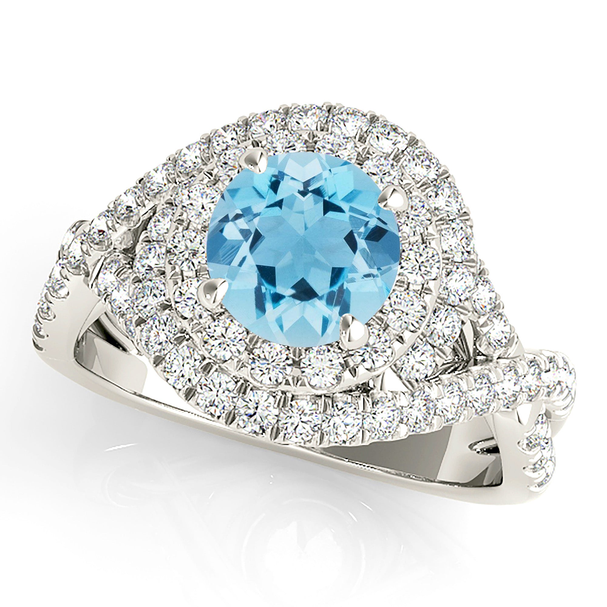 14k white cushion cut Aquamarine & baguette diamond estate ring – Rambling  Rose